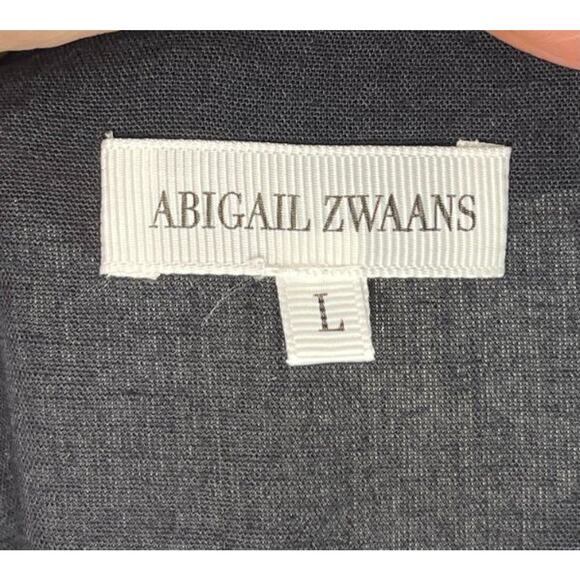 ABIGAIL ZWAANS Sz L Large Black Baie Ruffle Long Sleeve Dress NWT Cotton Linen - Picture 3 of 10